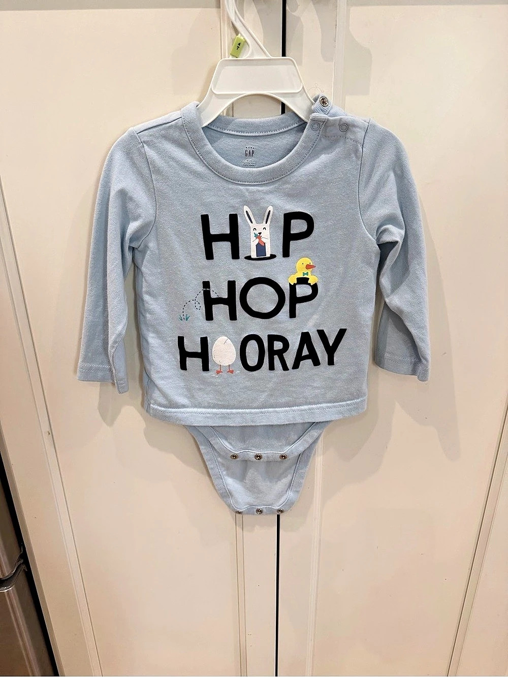 Gap Baby Graphic Long Sleeve Bodysuit Blue 18-24M Easter